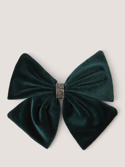 Monsoon Kids' Velvet Bow Hair Clip, Green