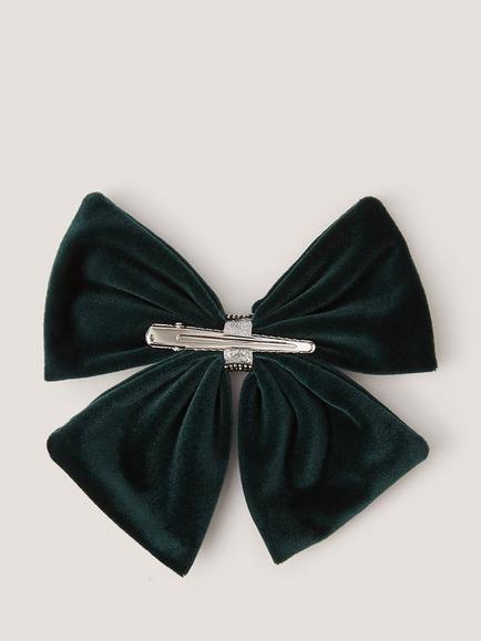 Monsoon Kids' Velvet Bow Hair Clip - view 2, Green