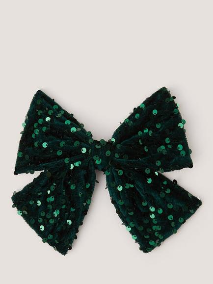 Monsoon Kids' Sequin Bow Hair Clip, Green, Green