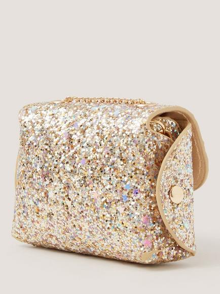 Monsoon Kids' Glitz Mini Bag and Hair Clip Set, Gold - view 2, Gold