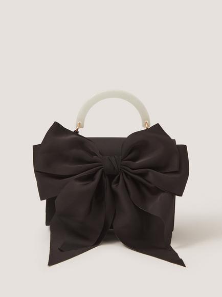 Monsoon Kids' Satin Bow Bag, Black