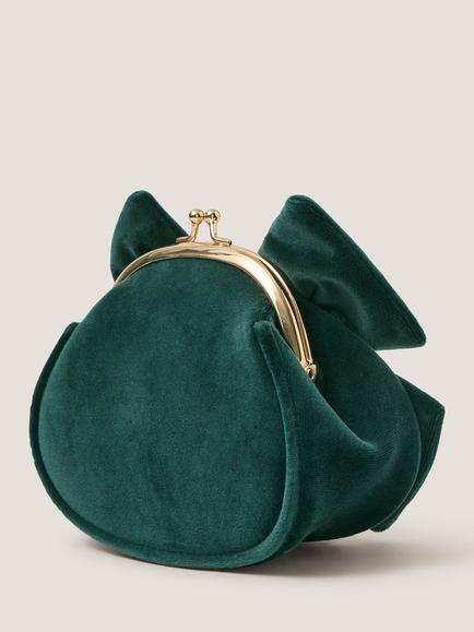 Monsoon Kids' Velvet Bow Frame Bag - view 2, Green