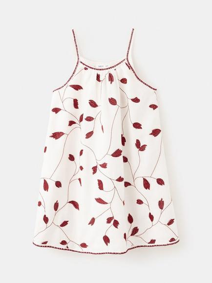 Mango Baby Embroidered Leaf Motif Sundress, Raw, Raw