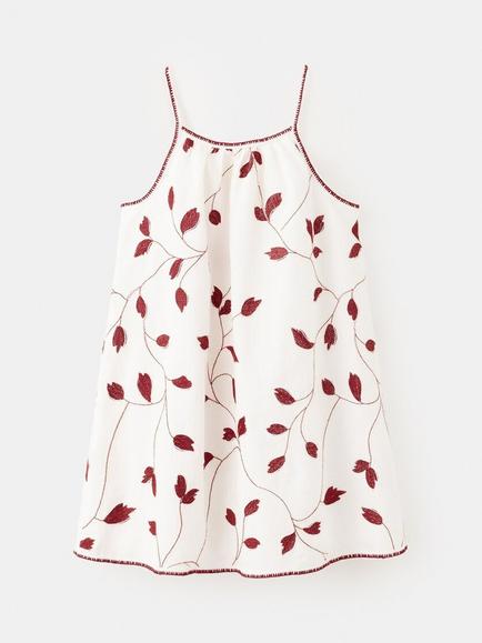 Mango Baby Embroidered Leaf Motif Sundress, Raw - view 2, Raw