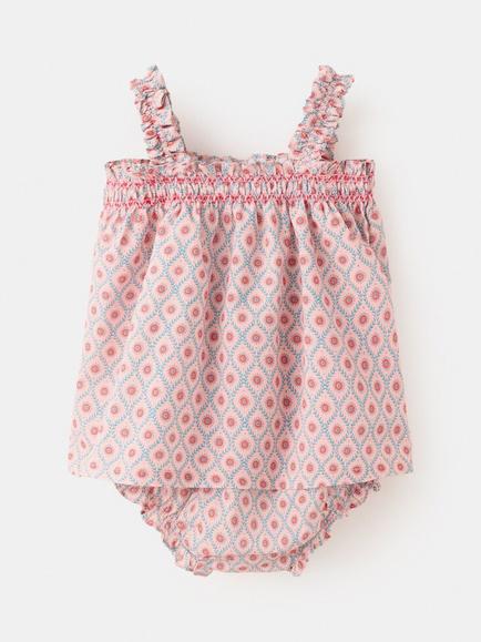 Mango Baby Embroidered Smocked Dress and Bloomers Set, Pink - view 2, Pink