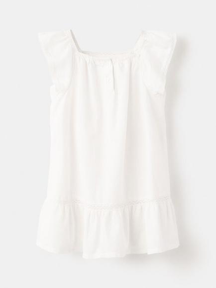 Mango Baby Cotton Flutter Sleeve Mini Dress, Off White - view 2, Off White
