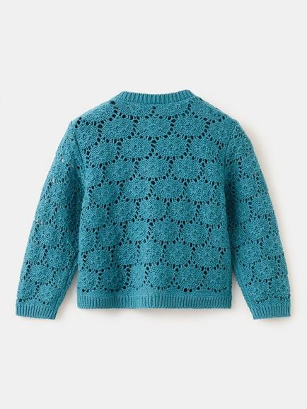 Mango Baby Lace Knit Button Cardigan, Green - view 2, Green