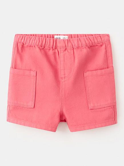 Mango Baby High-Rise Pocket Details Shorts, Red, Red