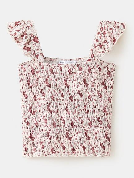 Mango Kids' Square Neck Ruffled Straps Camisole, Garnet, Garnet
