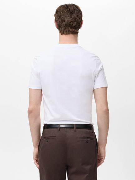 Mango Cotton V-Neck T-Shirt, White - view 2, White