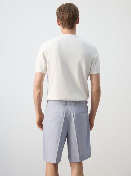 Mango Cotton Crew Neck T-Shirt, Midnight Blue - view 2, Off White