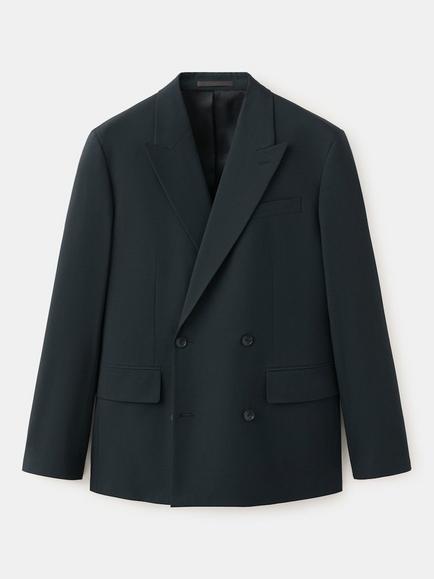 Mango Double Breasted Blazer, Navy, Navy