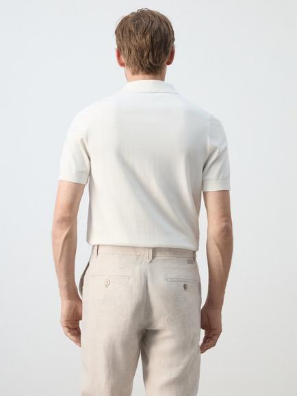 Mango Cotton Slim Fit Polo Shirt - view 2, Off White