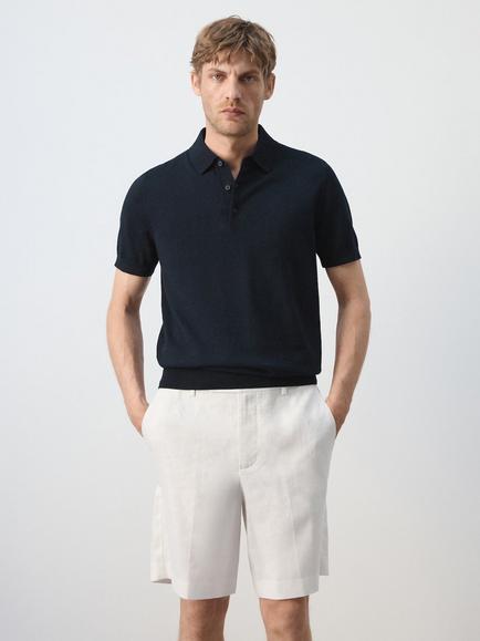Mango Cotton Slim Fit Polo Shirt, Midnight Blue