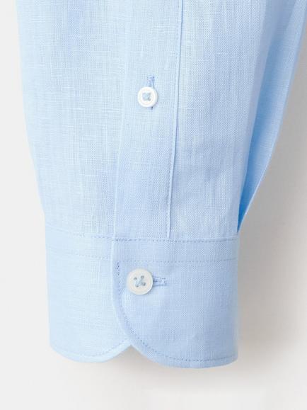 Mango Linen Long Sleeve Shirt, Sky Blue - view 2, Sky Blue