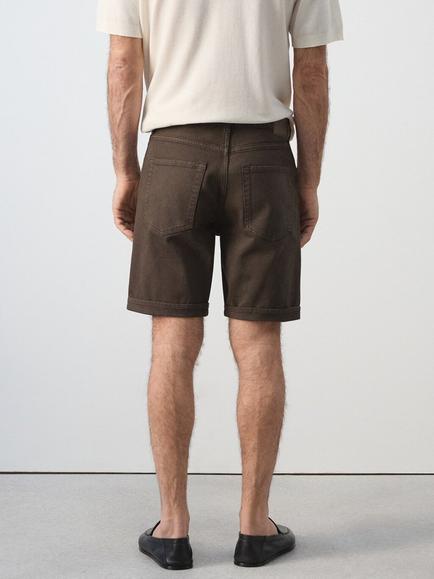 Mango Denim Knee Length Shorts, Chocolate - view 2, Chocolate