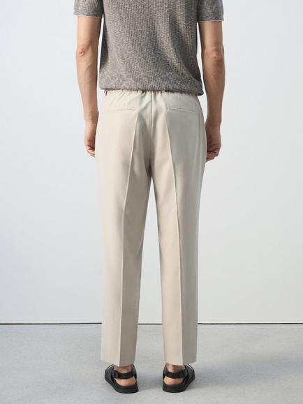 Mango Tapered Ankle Grazer Trousers - view 2, Ivory