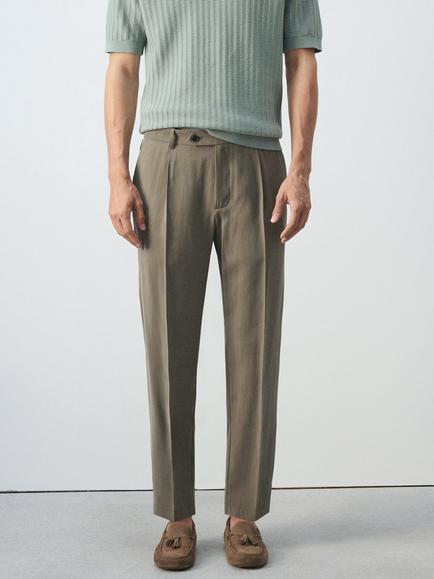 Mango Tapered Ankle Grazer Trousers, Mink