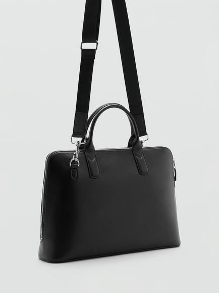 Mango Leather Tote Bag, Black - view 2, Black