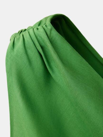 Mango Asymmetric Ruched Midi Dress - view 2, Green