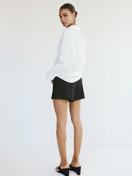 Mango Relaxed Linen Oversized Pocket Shirt, Off White - view 2, Off White