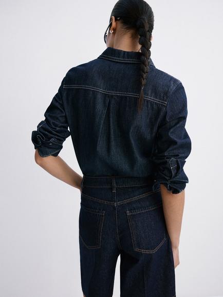 Mango High Rise Wide Leg Denim Shorts, Soft Denim - view 2, Soft Denim