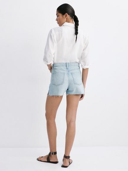 Mango Low-Rise Mini Shorts, Light Blue - view 2, Light Blue