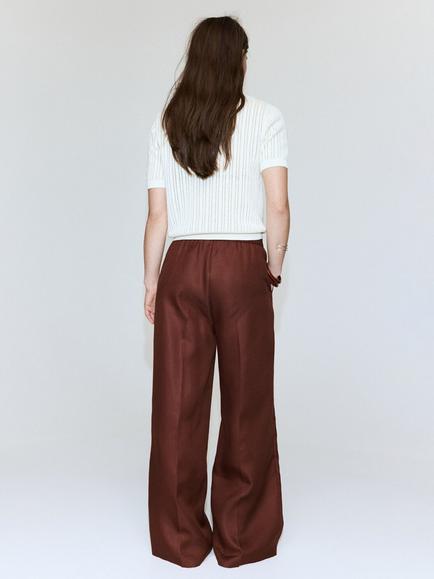 Mango High Rise Wide Leg Trousers, Terracotta - view 2, Terracotta