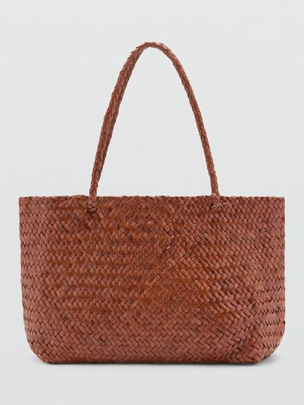 Mango Woven Leather Shoulder Bag, Leather