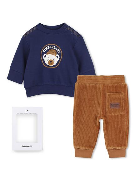 Timberland Baby Graphic Sweatshirt & Corduroy Joggers Set, Medieval Blue, Medieval Blue