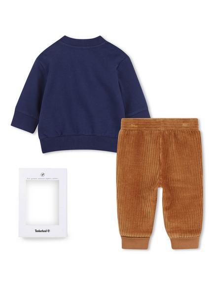 Timberland Baby Graphic Sweatshirt & Corduroy Joggers Set, Medieval Blue - view 2, Medieval Blue