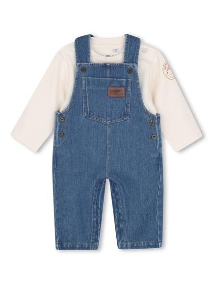 Timberland Baby T-Shirt & Denim Dungarees Set, Stone Wash, Stone Wash