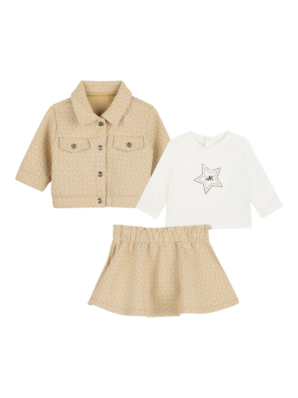 Michael Kors Kids' 3-Piece Top, Cardigan and Skirt Set, Wicker, Wicker