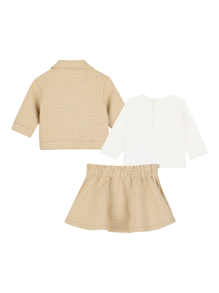 Michael Kors Kids' 3-Piece Top, Cardigan and Skirt Set, Wicker - view 2, Wicker