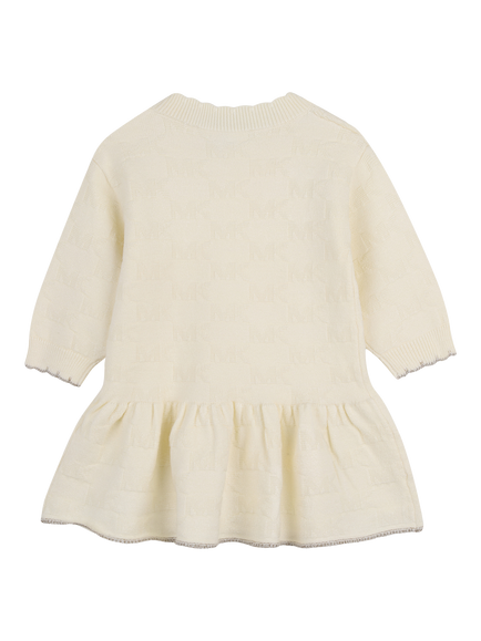 Michael Kors Baby Long Sleeve Knitted Dress, Cream - view 2, Cream