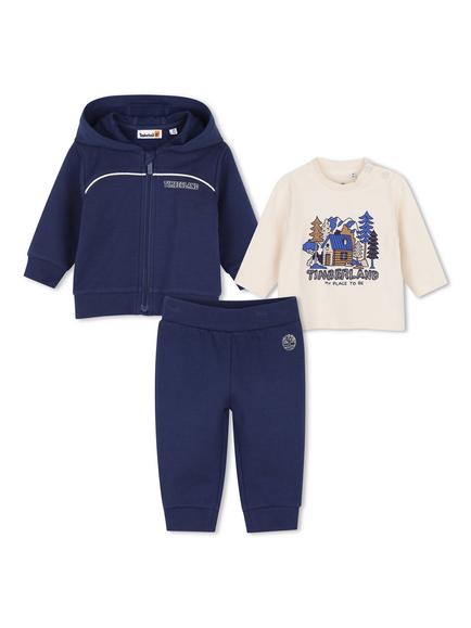 Timberland Baby Graphic T-Shirt & Hoodie with Joggers Set, Medieval Blue, Medieval Blue