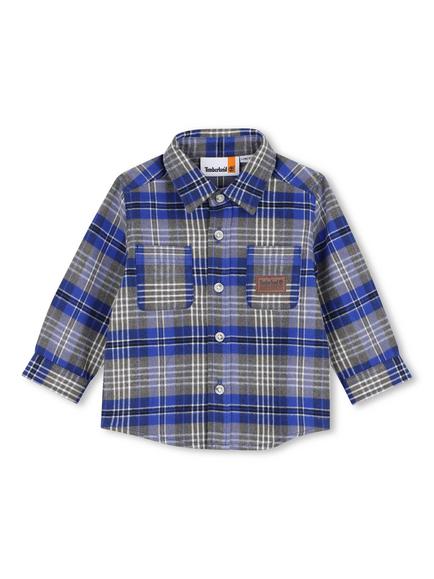 Timberland Baby Cotton Twill Checked Shirt, Blue, Blue
