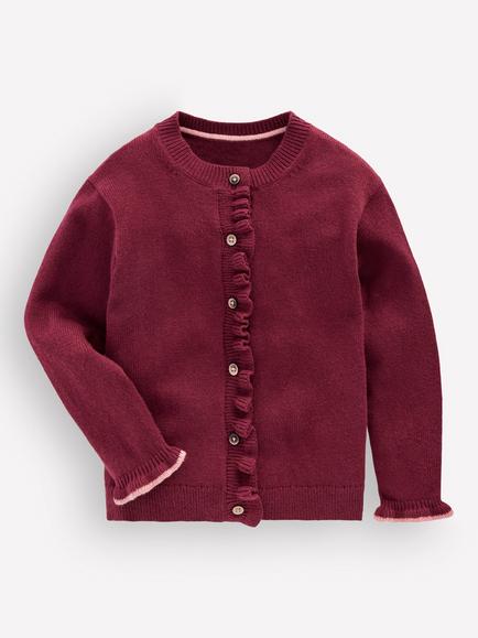 Mini Boden Kids' Everyday Cotton Cardigan, Deep Wisteria, Deep Wisteria