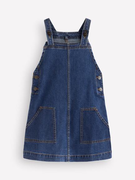 Mini Boden Kids' A-Line Cotton Rich Dress, Blue, Blue
