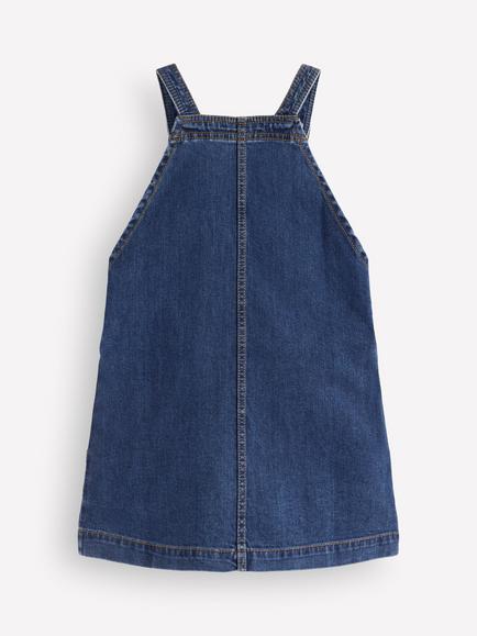 Mini Boden Kids' A-Line Cotton Rich Dress, Blue - view 2, Blue