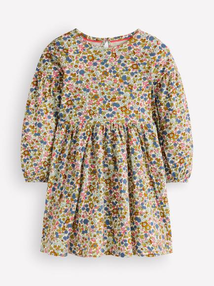 Mini Boden Kids' Blouson Sleeve Floral Cotton Dress, Ditsy Floral, Ditsy Floral