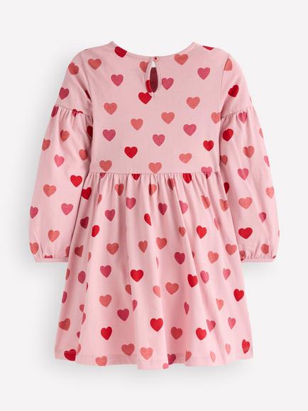 Mini Boden Kids' Blouson Sleeve Cotton Dress, Heart Print - view 2, Heart Print