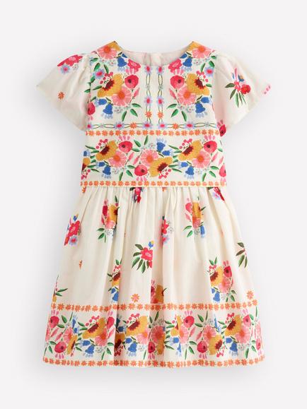 Mini Boden Kids' Floral Cape Dress, Multi Floral, Multi Floral