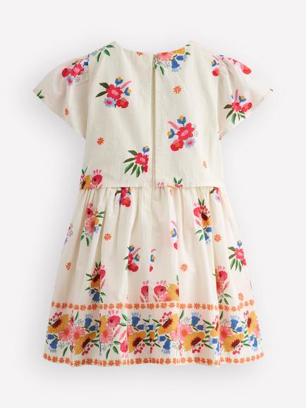 Mini Boden Kids' Floral Cape Dress, Multi Floral - view 2, Multi Floral