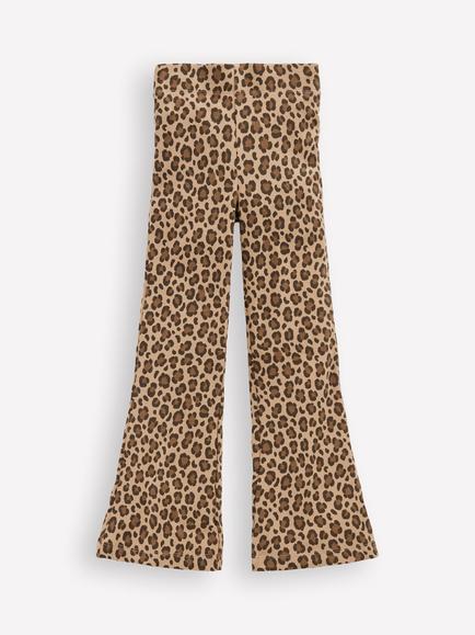 Mini Boden Kids' Ribbed Flared Leggings, Leopard, Leopard