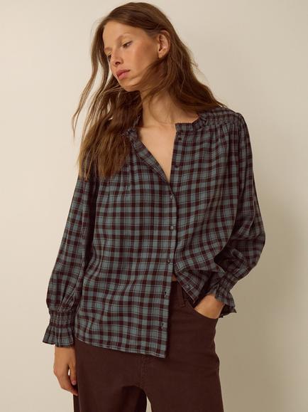 Monsoon Ruby Check Blouse, Blue, Blue