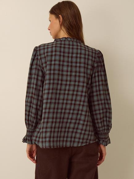 Monsoon Ruby Check Blouse, Blue - view 2, Blue