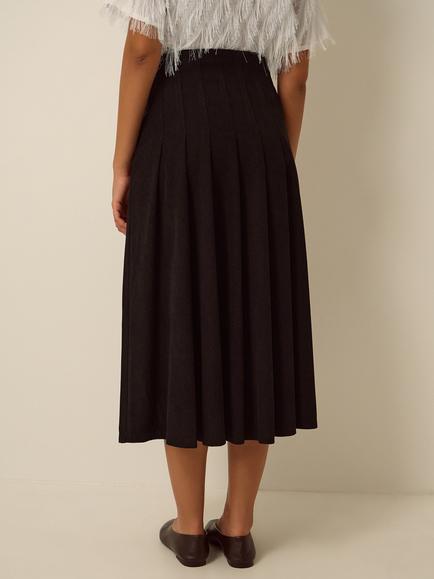 Monsoon Sonja Corduroy Pleated Skirt, Black - view 2, Black