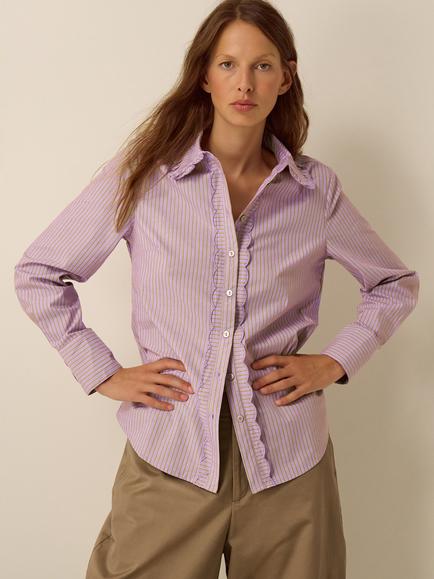 Monsoon Sabrina Stripe Shirt, Lilac, Lilac