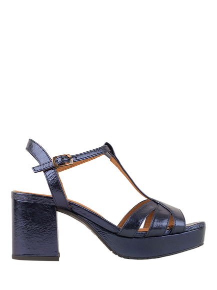 Esska Charlie T-Bar Sandals, Metallic Navy, Metallic Navy